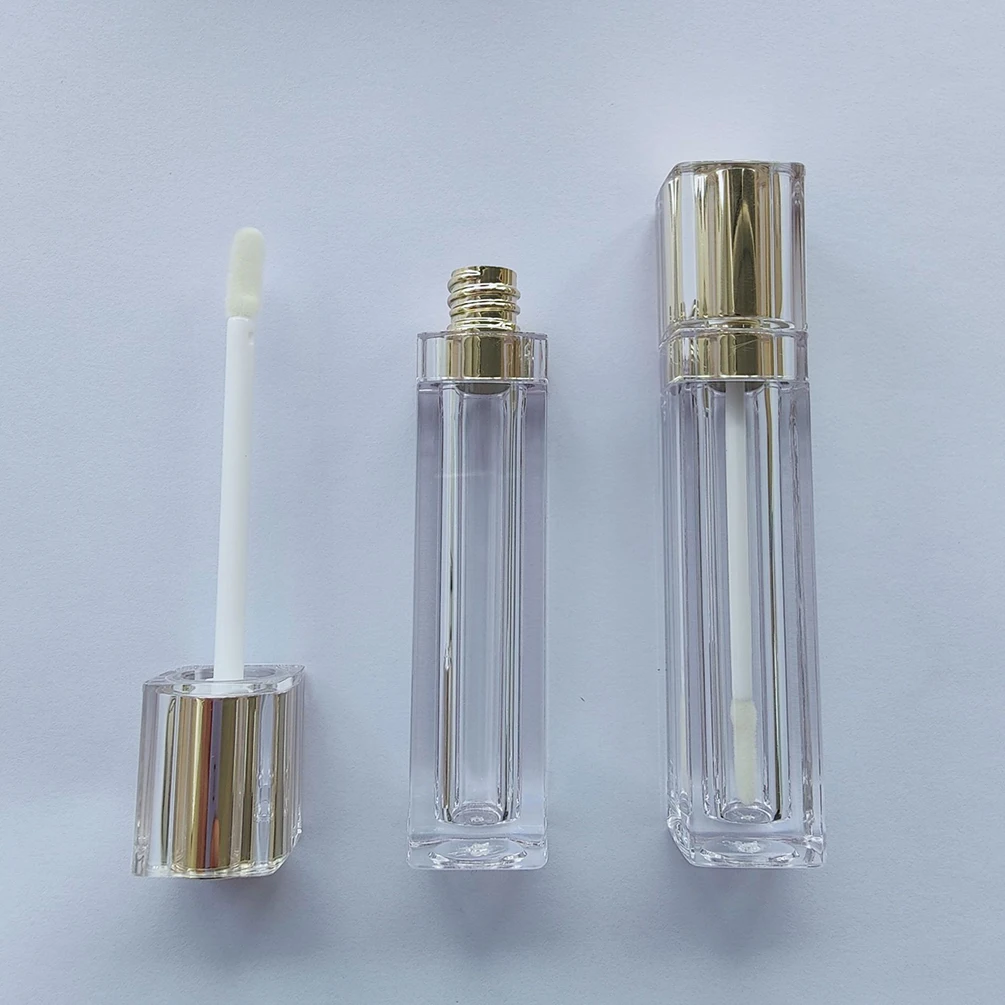 

Private Label Square Transparent Lipgloss Tube Custom Logo Clear Lip Gloss Container with Wand DIY Storage Makeup Wholesale