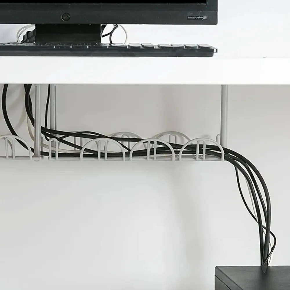 Under Desk Cable Management Tray Organizer Multi Purpose Computer Monitor Power Strip Cord Holder Plastic Storage Rack