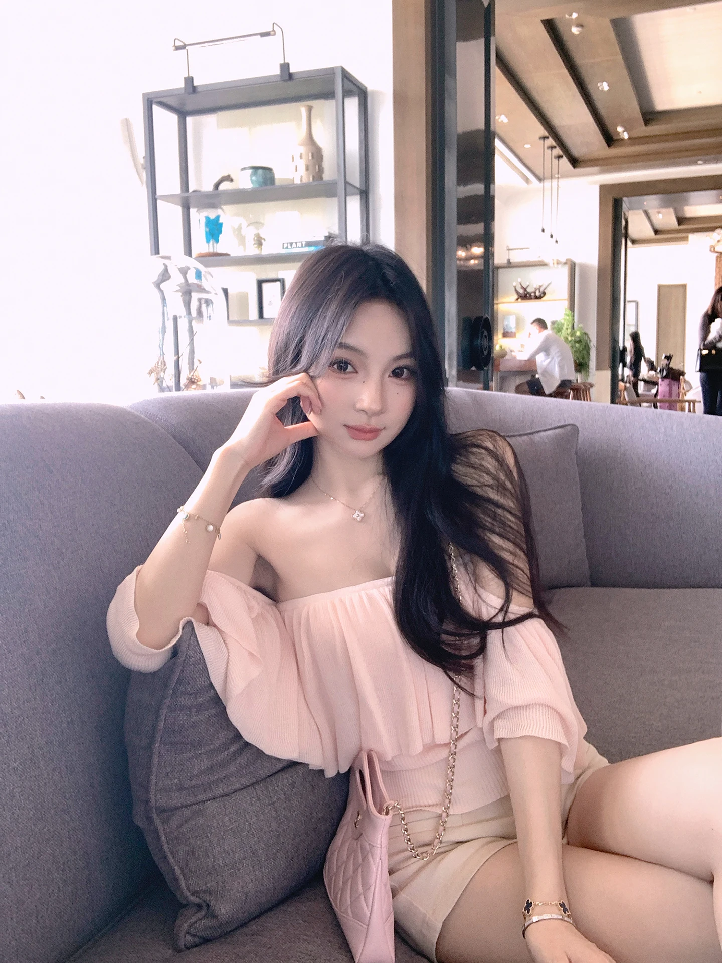 

Новинка: Женский вязаный топ Pure Desire с одним открытым плечом, длинным рукавом и коротким рукавом, весенний, розовый, с кружевной отделкой
