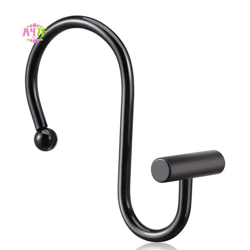 

A47F-Shower Curtain Hooks, Rust Proof Shower Curtain Rings For Bathroom,Metal Decorative Shower Curtain Hooks Hangers