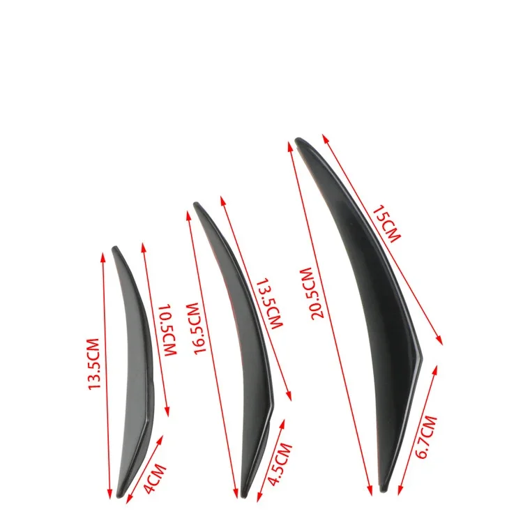 6pcs Universal Black Carbon Fiber Car Styling Accessories Front Bumper Lip Rubber Fin Splitter Spoiler Canard Valence Sticker