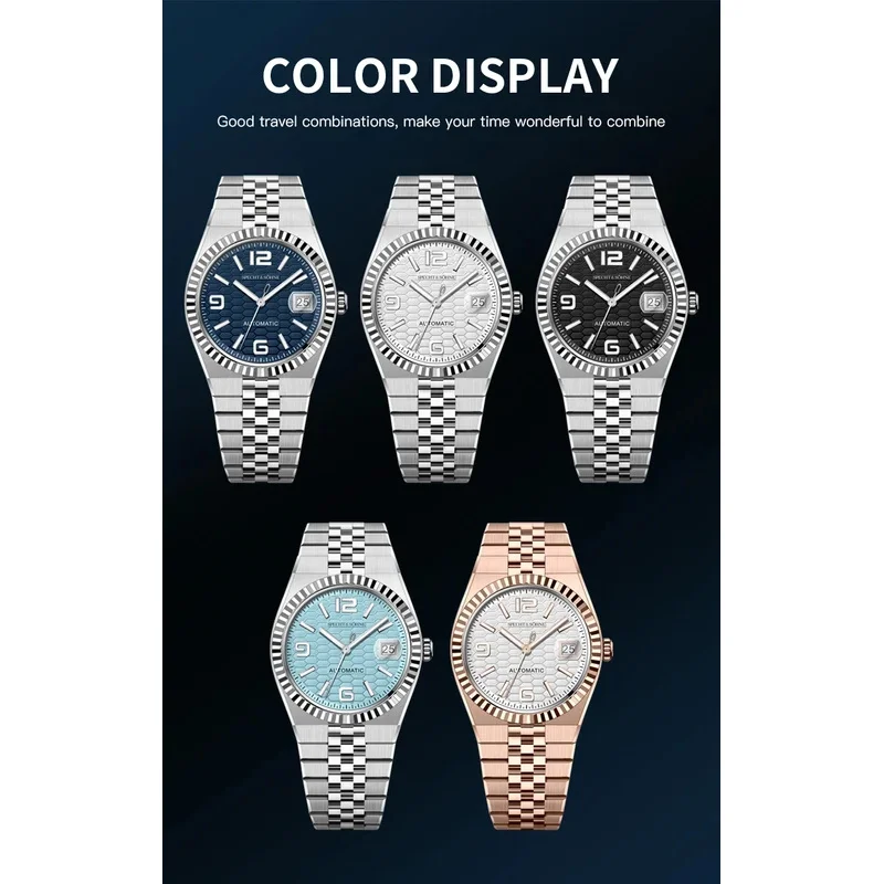 New Specht & Sons Men's Watches Japan 8215 Automatic Mechanical Watch Rose Gold Stainless Steel Sapphire Crystal Waterproof - Image 3