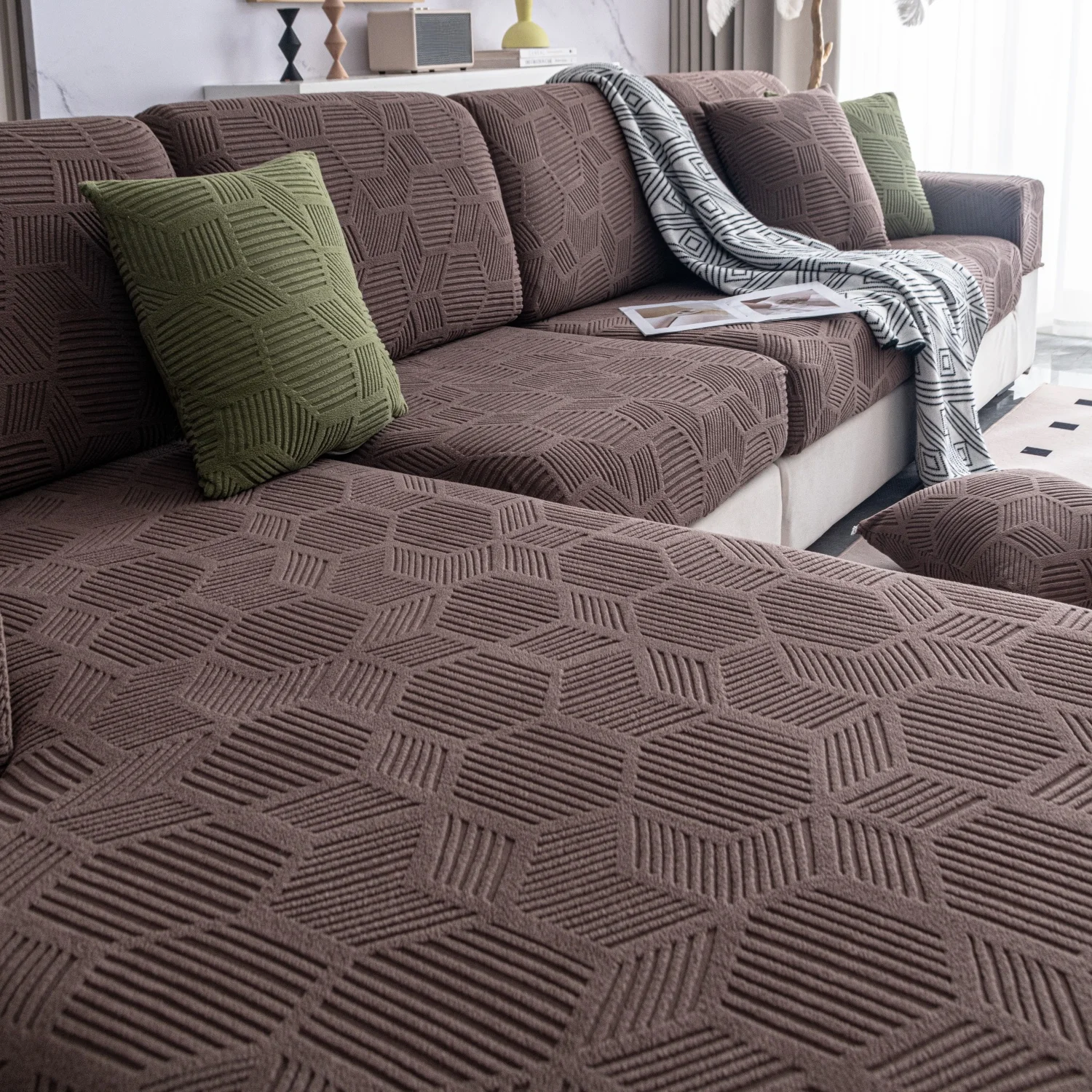 1Piece Universal Peism Jacquard Stretch Sofa Cover Cushion Cover, For Living Room Four Seasons Pet Friendly