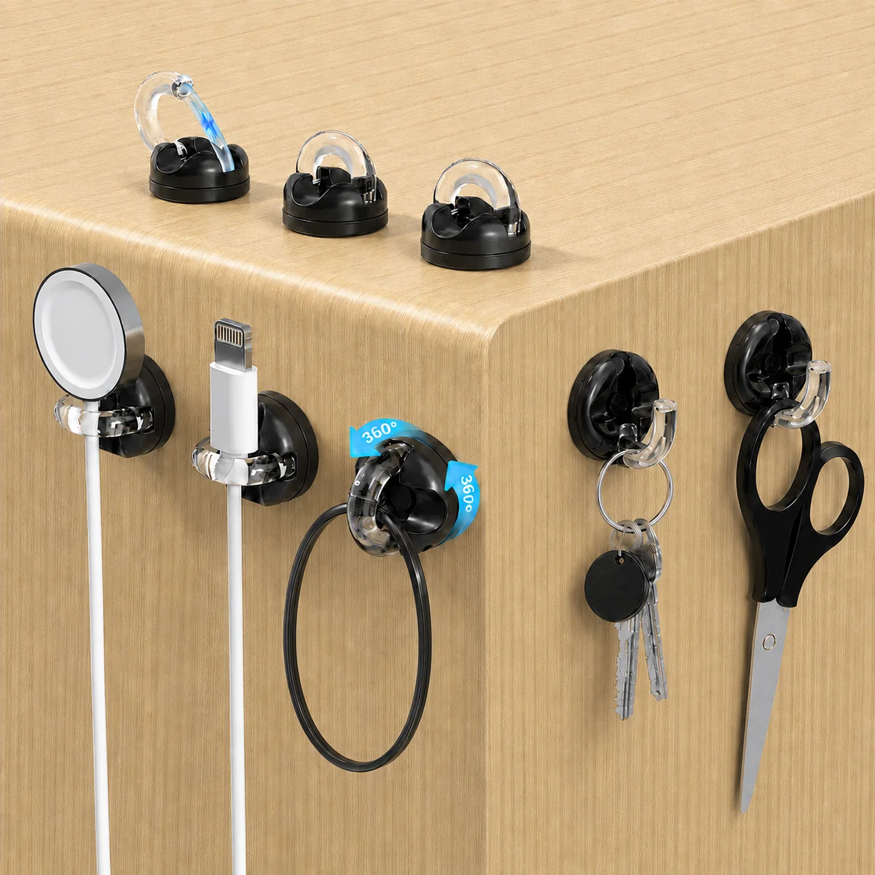 USB Cable Organizer 360° Rotatable Cord Organizer for Desk Phone Charger Management  Mouse earphone Accessories