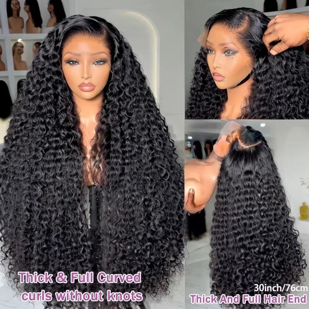 13x4 13x6 HD Lace Deep Curly Wave Frontal Wig Brazilian Jerrly Curly Lace Front Human Hair Wigs For Women 250% Density Hair Wigs image 5