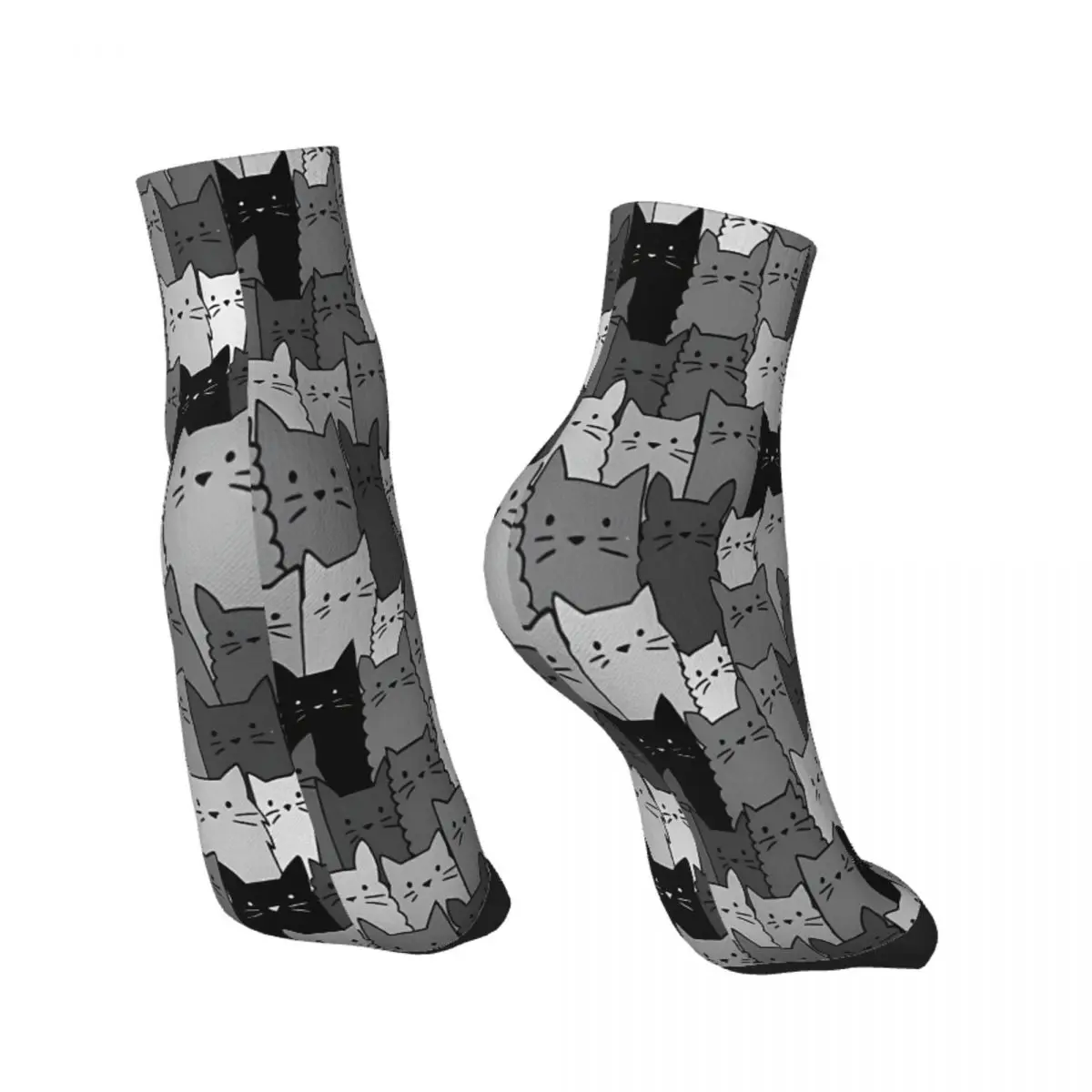 Silent Cats Monochromatic Ankle Socks Male Mens Women Winter Stockings Printed