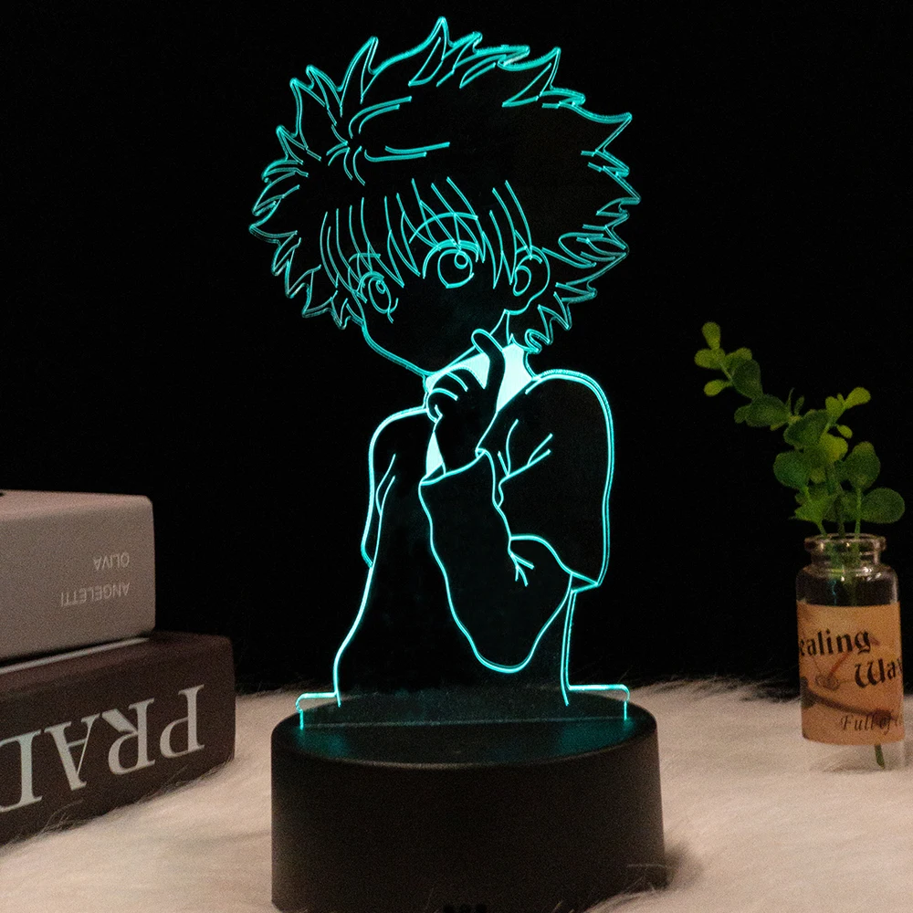 Black base 7 colors Hunter X Hunter Anime 3D Lamp Hisoka Chrollo Feitan Figure LED Night Light Bedroom Decor Bedside Lampara