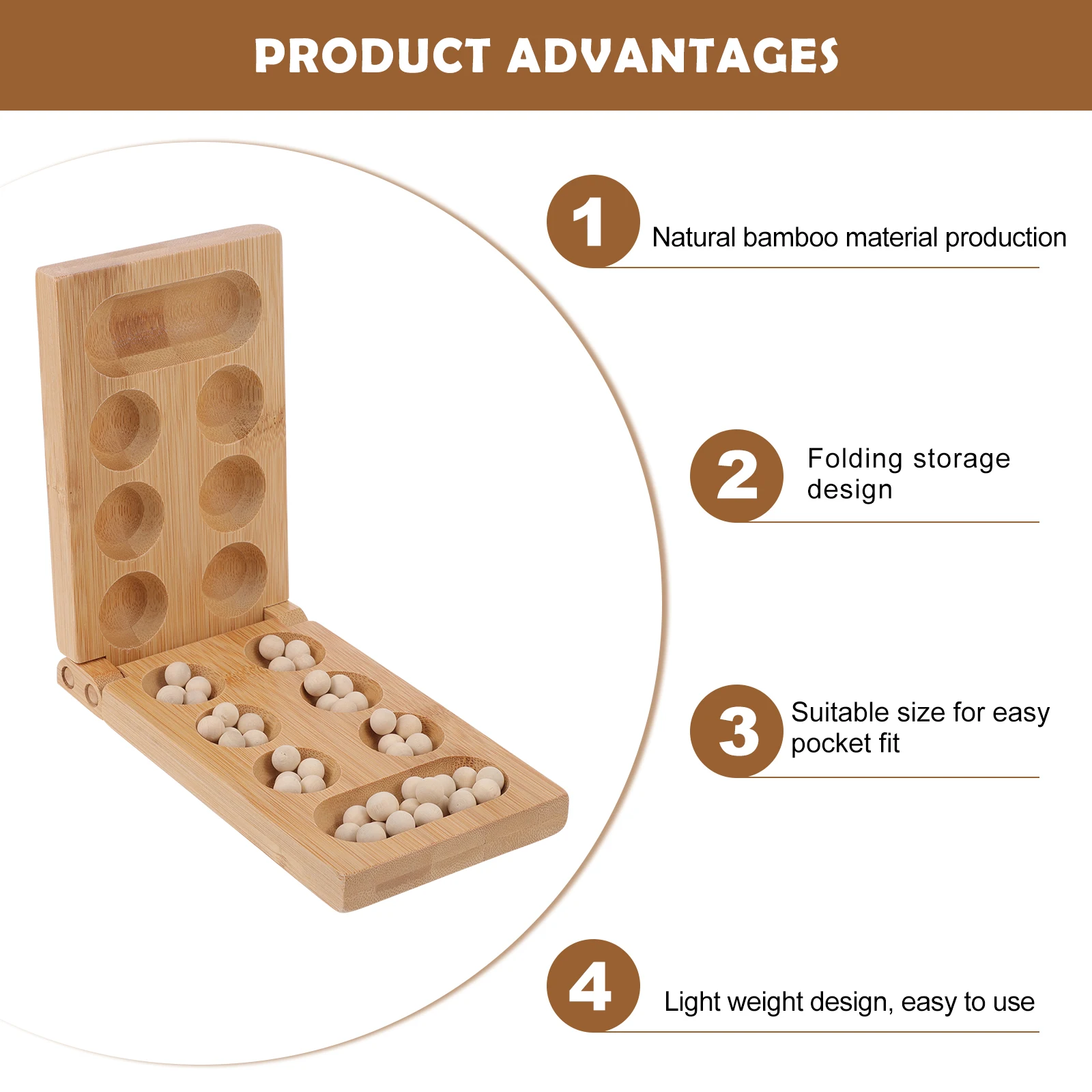 1pc Mancala Bord Puzzle Schach Afrikanische Dame Strategie Reise Spielzeug Kinder Bambus Montessori Pädagogisches Holz