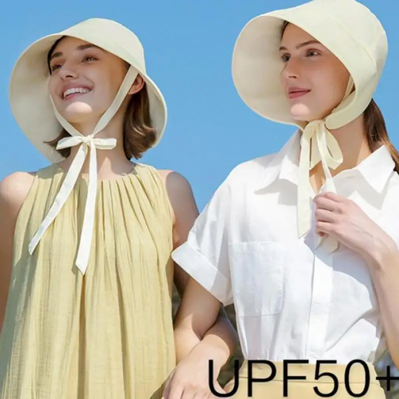 

New Cotton Ladies Bucket Hat Big Brim Solid Color Women Summer Sunscreen Panama Hat Sunbonnet Outdoor Fisherman Cap Beach Caps