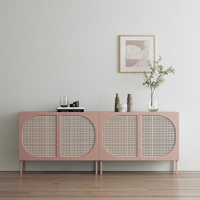 LMMM Nordic simple rattan solid wood TV cabinet small household living room locker