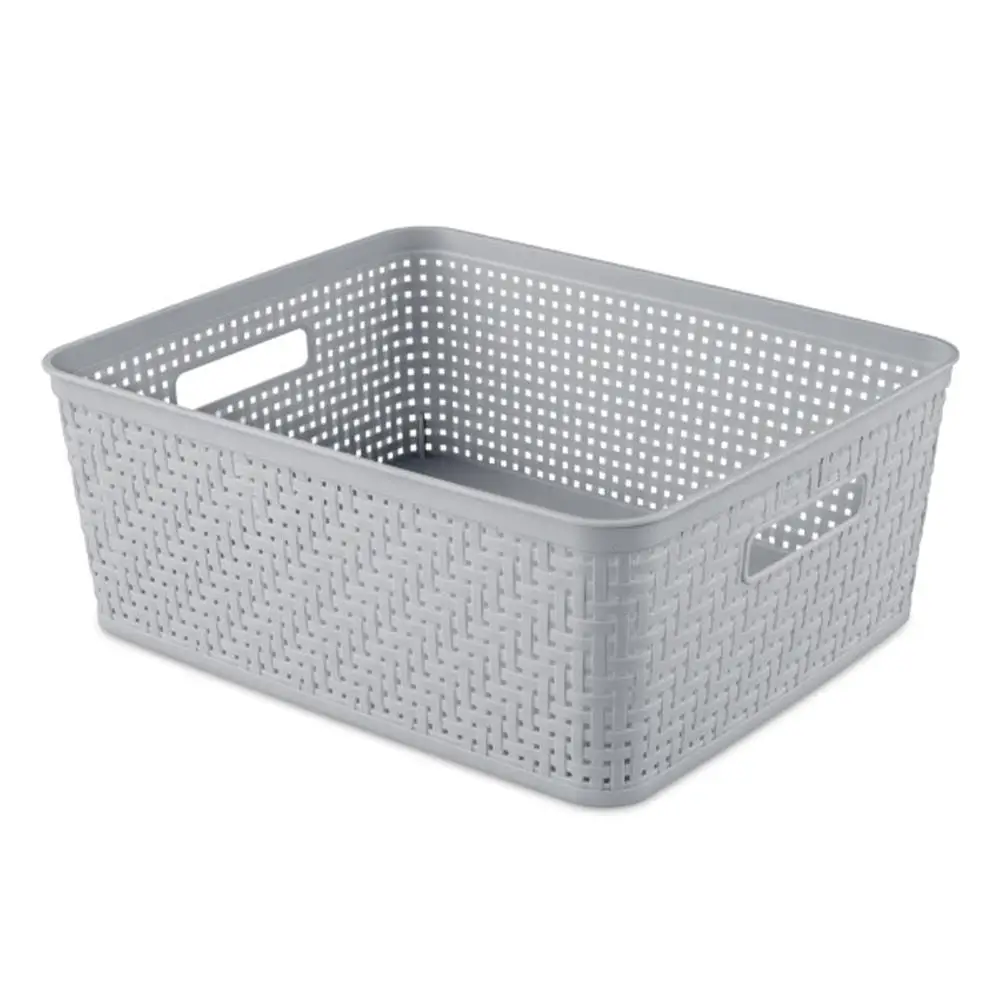 Bacs de rangement en plastique, lot de 12 bacs d'organisation, motif de tissage, seau idéal pour les médicaments, la buanderie