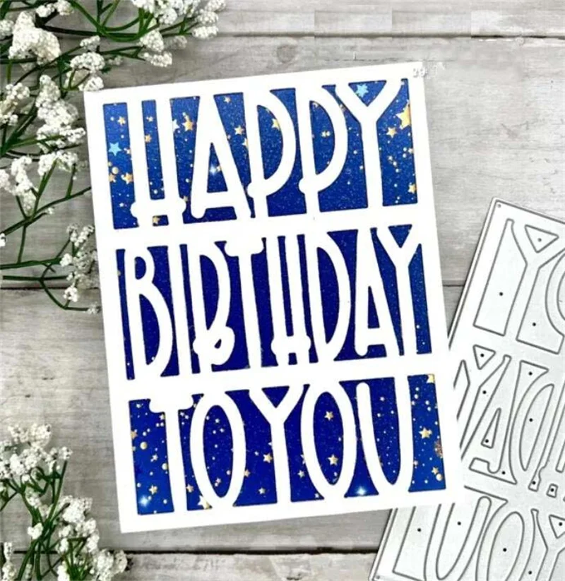 

Happy Birthday Scrapbook Metal Cutting Dies Mold Paper Cards Craft Knife Mould Blade Punch Template Embossing Stencils 1PCS
