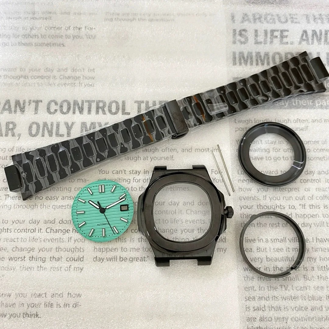 NH35 Чехол черный 41 мм механический ремешок с сапфировым стеклом подходит для движения NH36 прозрачная задняя крышка аксессуары для часов