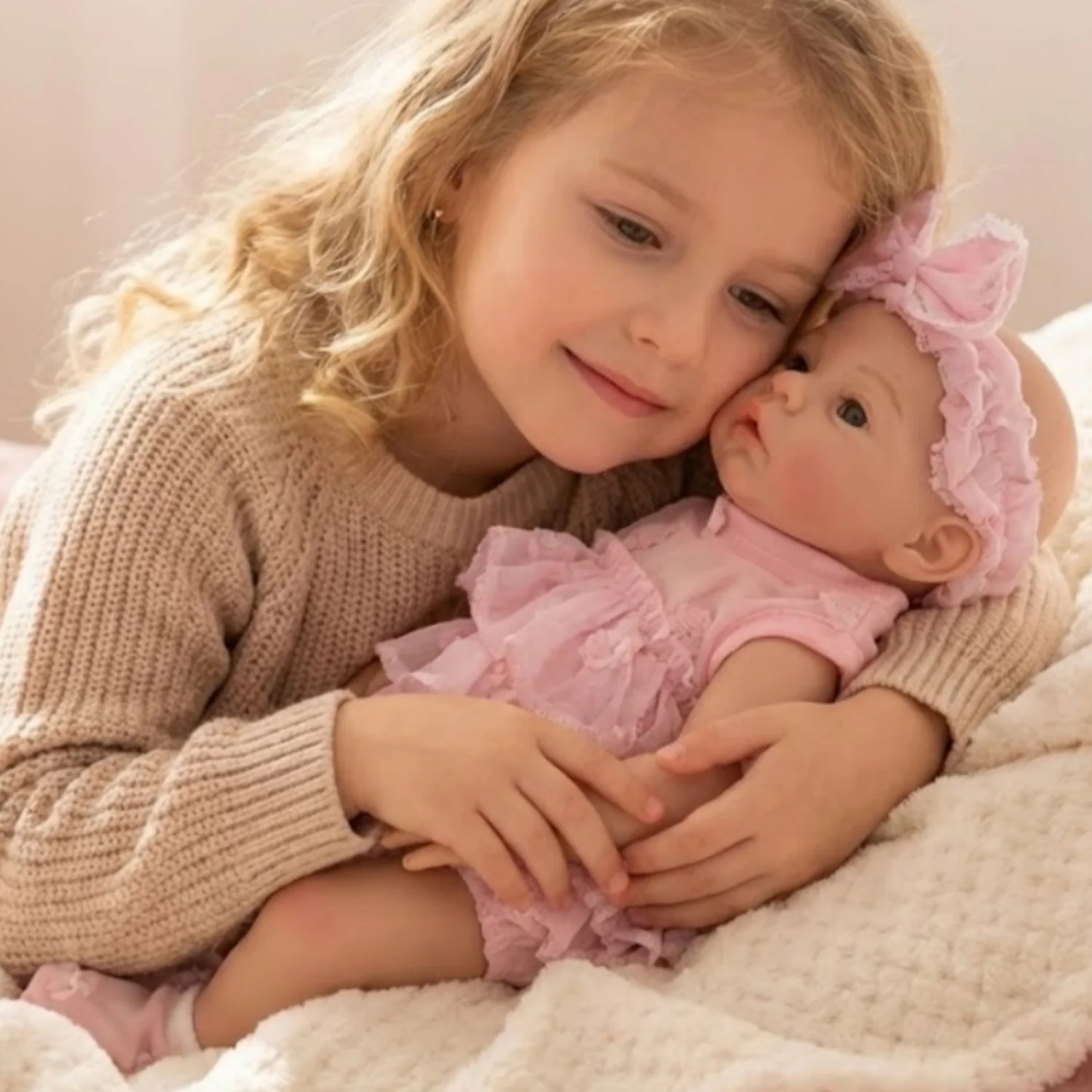 AnjoDoll 13 بوصة سيليكون مرج تولد من جديد بيبي فتاة، فم مفتوح، مقاوم للماء، ألعاب بناتي حديثي الولادة مرسومة بالحياة