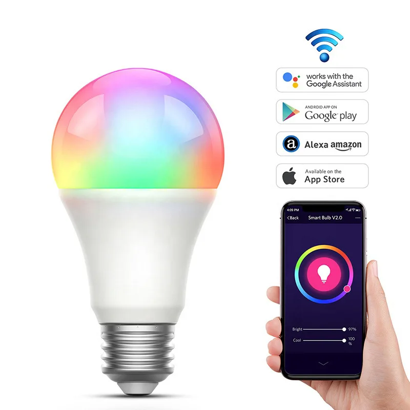 

TUYA Intelligent LED Bulb A19 Alexa Voice Control Dimming and Coloring WiFi A70 Bulb Light RGBCW