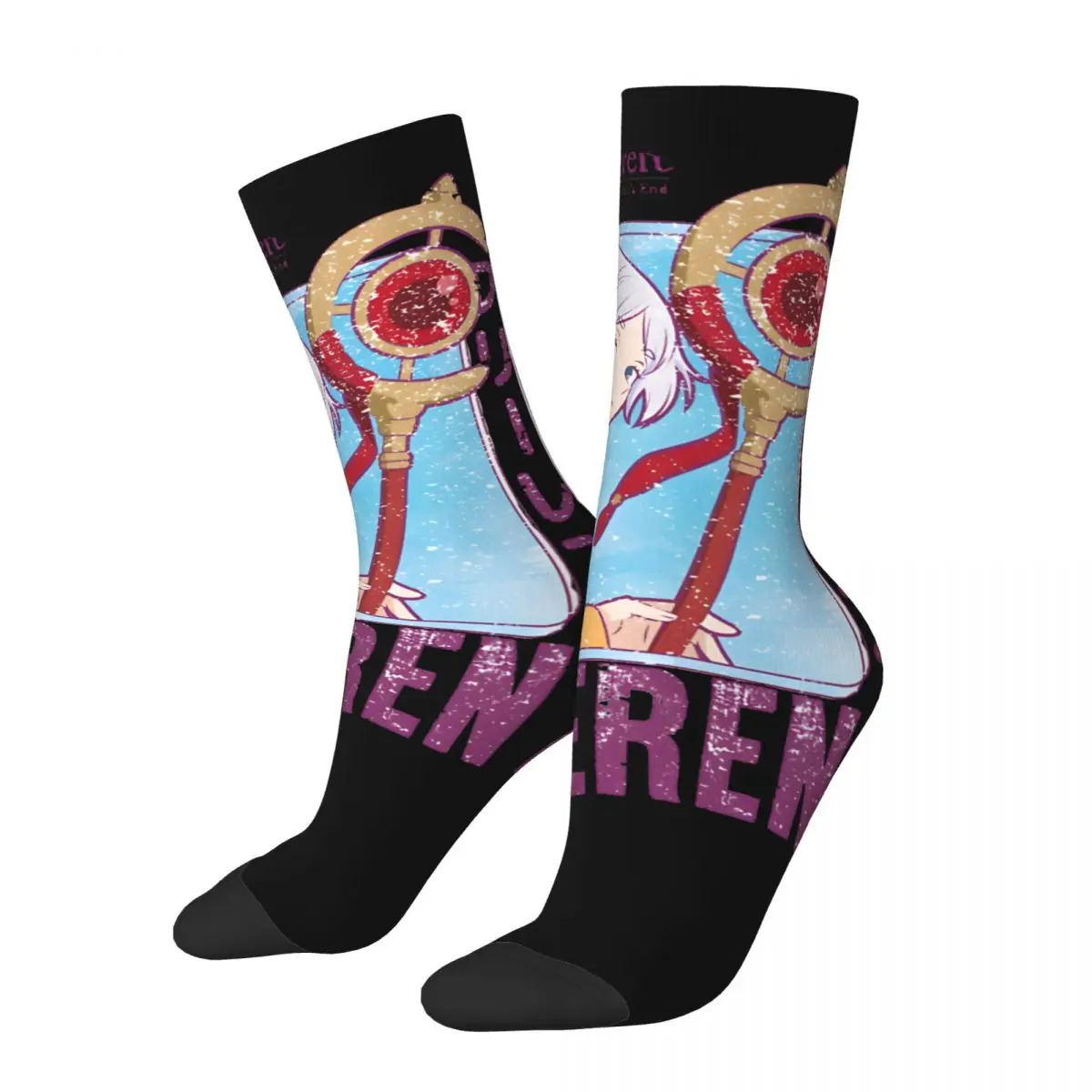 Funny Crazy Sock for Men Stalwart Hip Hop Harajuku Frieren Beyond Journey's end Happy Quality Pattern Printed Boys Crew