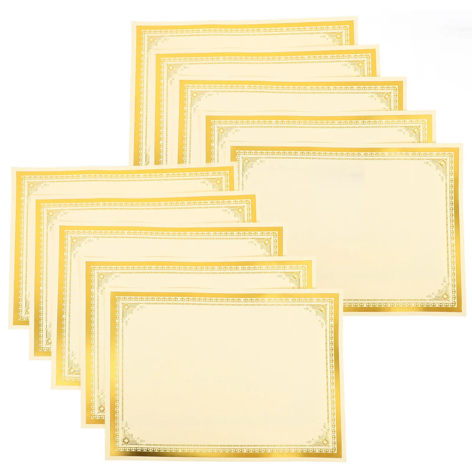 

10Pcs Blank Certificate Inner Paper Smooth Writing Surface Decorative Border Award Ceremony Graduation Employee Recognition