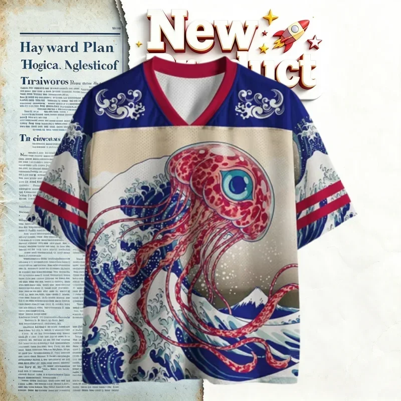 Harajuku Osaka Dotonbori Drunken Octopus 3D Print T-Shirt, Quick Dry Men Street Y2K Parent-child Casual Sport Short Sleeve Tee