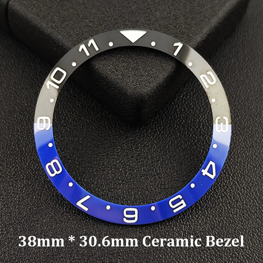 38mm * 30.6mm ceramic/aluminum tilted GMT bezel for men's watches, suitable for 40mm case with inlaid watch accessories
