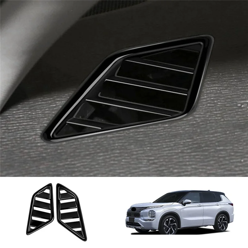 For Mitsubishi Outlander 2022 2023 Bright Black Front Dashboard Air Vent Trim Cover Frame Sticker Car Styling RHD