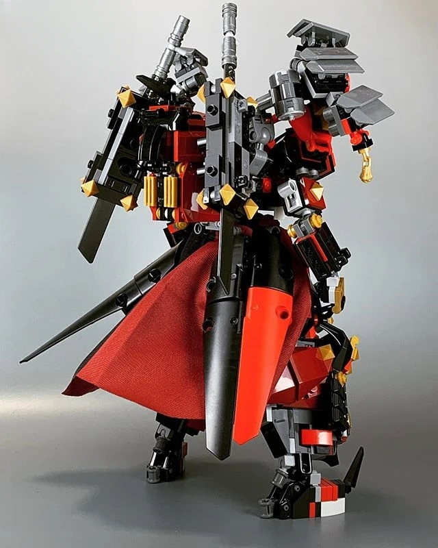 New MOC Building Blocks Red Storm Combat Mecha Robot Toy Flame Double Sword Warrior Model DlY Assembly Children\'s Christmas Gift