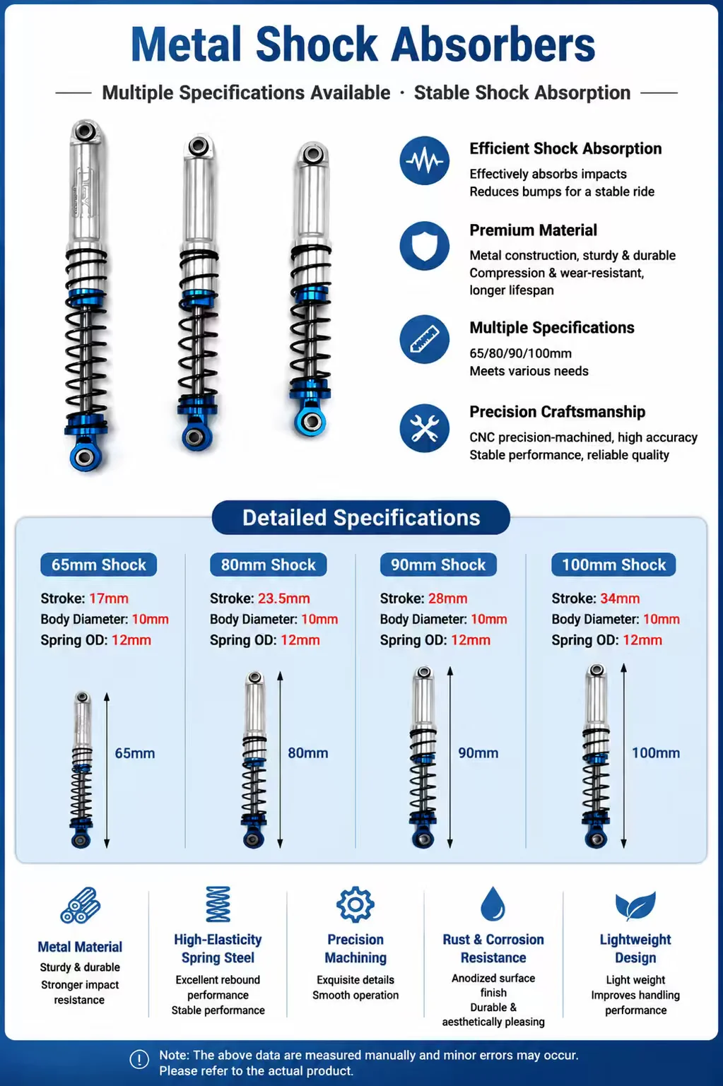 D1RC 4pcs Shock Absorbers Aluminum Alloy Car Parts And Accessories
