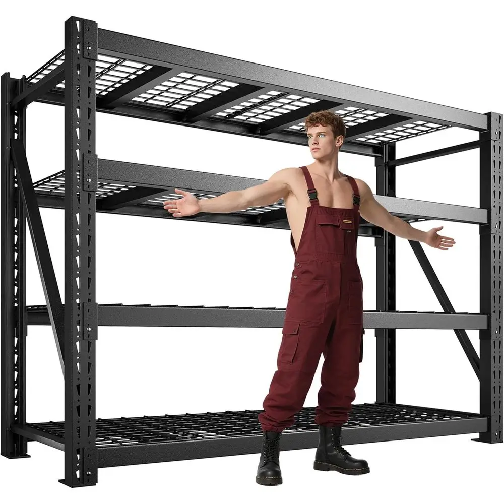 

Heavy-Duty Industrial Shelving Unit, 4 Tire Storage, Adjustable, 67.6W x 23.7D x 72H, Black
