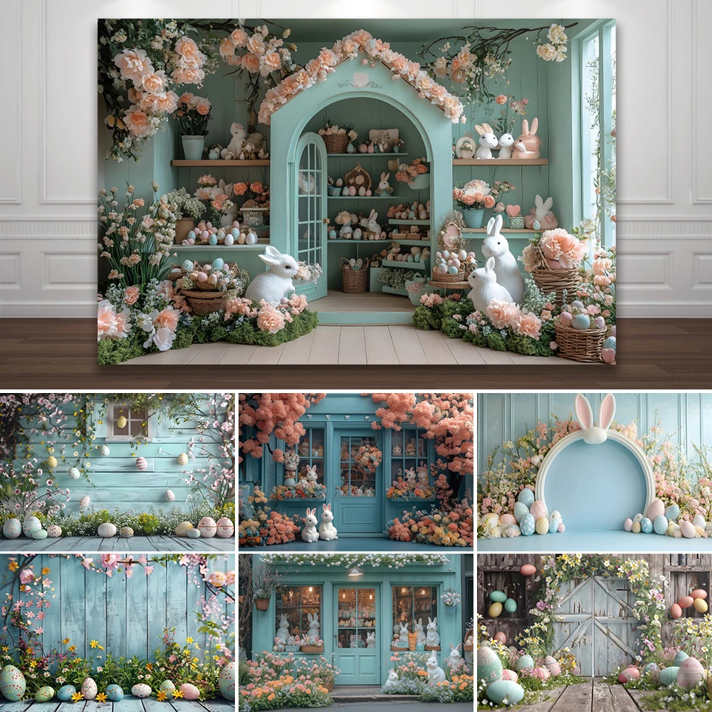 

Spring Easter Rabbit Photography Background Easter Street Window Color Eggs Baby Shower Newborn Portrait Backdrop Photozone Prop