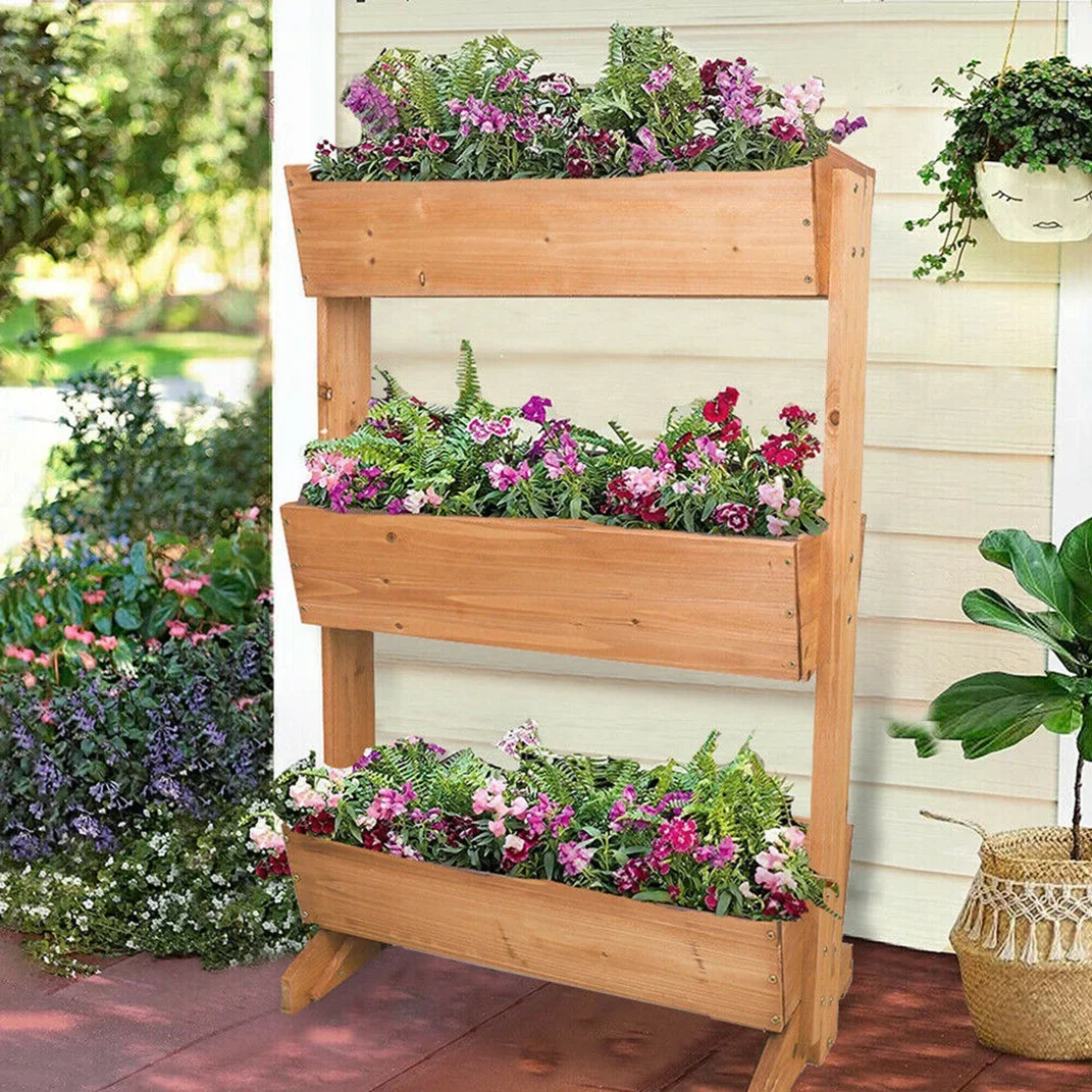 

Customizable Jardinières Exterieur Bois sur Pied, Support de Jardiniere Surélevée Balcon 65cm Haute Bac à Fleurs Rectangulaire