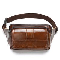 Genuine leather men's waist bag, outdoor single-shoulder crossbody bag, chest bag, men's retro genuine leather men's small bag