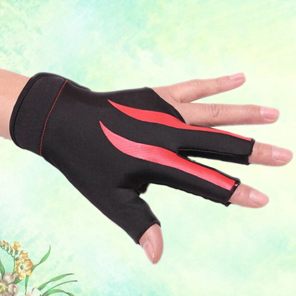 

Pool Gloves Sleeve Red Left Finger Snooker 3 Half Cue Shooter Billiard Non-slip