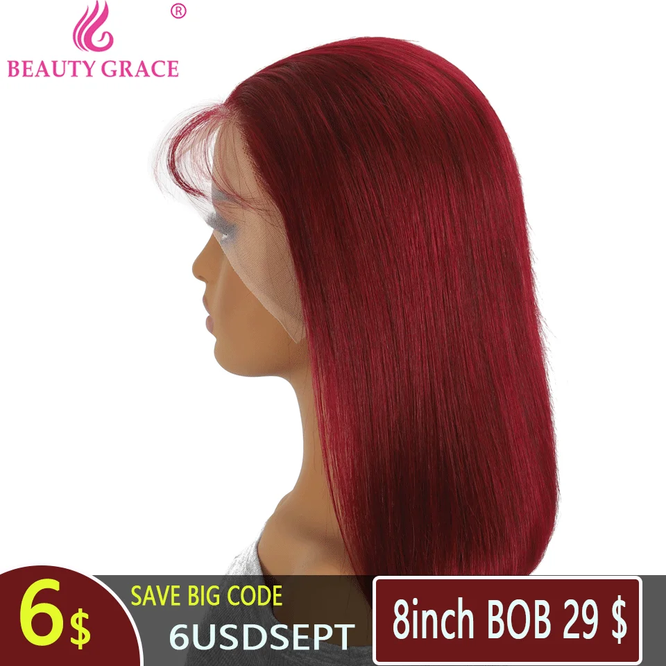 Straight Bob Hair Wig Human Hair Colored 99J Burgundy 13x4 Full Lace Bob Wig Lace Front Human Hair Wig Short Bob Human Hair Wigs