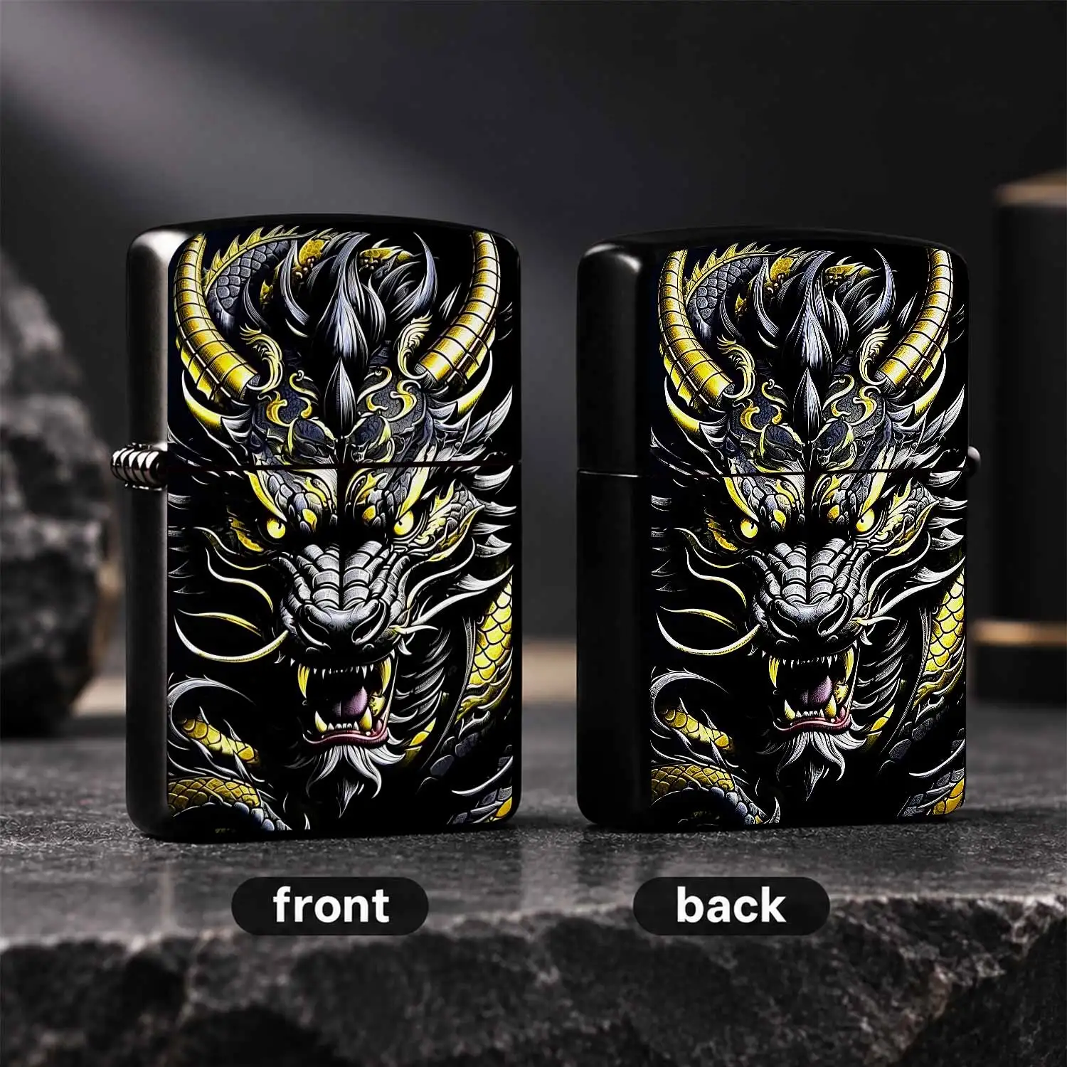 Retro Gorgeous Golden Blackdragon Pattern Portable Lighter, Stylish Decorative Ignition Tool For Daily Carrying, Perfect Gift For Birthday Holiday To Friends, Ideal Multi-Scene Practical Cool Souvenir For Home Outdoor Us A Humorou And Inter