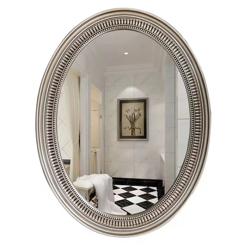 

Simple oval bathroom mirror European photo frame hotel wall hanging bathroom barber shop dresser