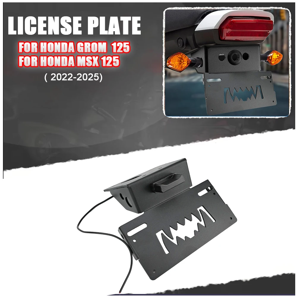 

Motor Rear License Plate Holder Bracket with Light Tail Tidy Fender Eliminator Motorcycle Fit For Honda Grom MSX 125 2021-2025