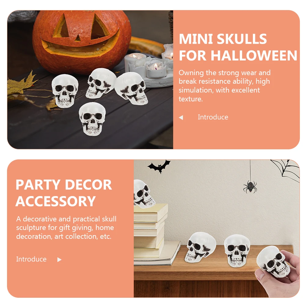 

10 Pcs Accessories Skull Props Decoration Plastic Mini Skulls for Halloween Small Skeletons