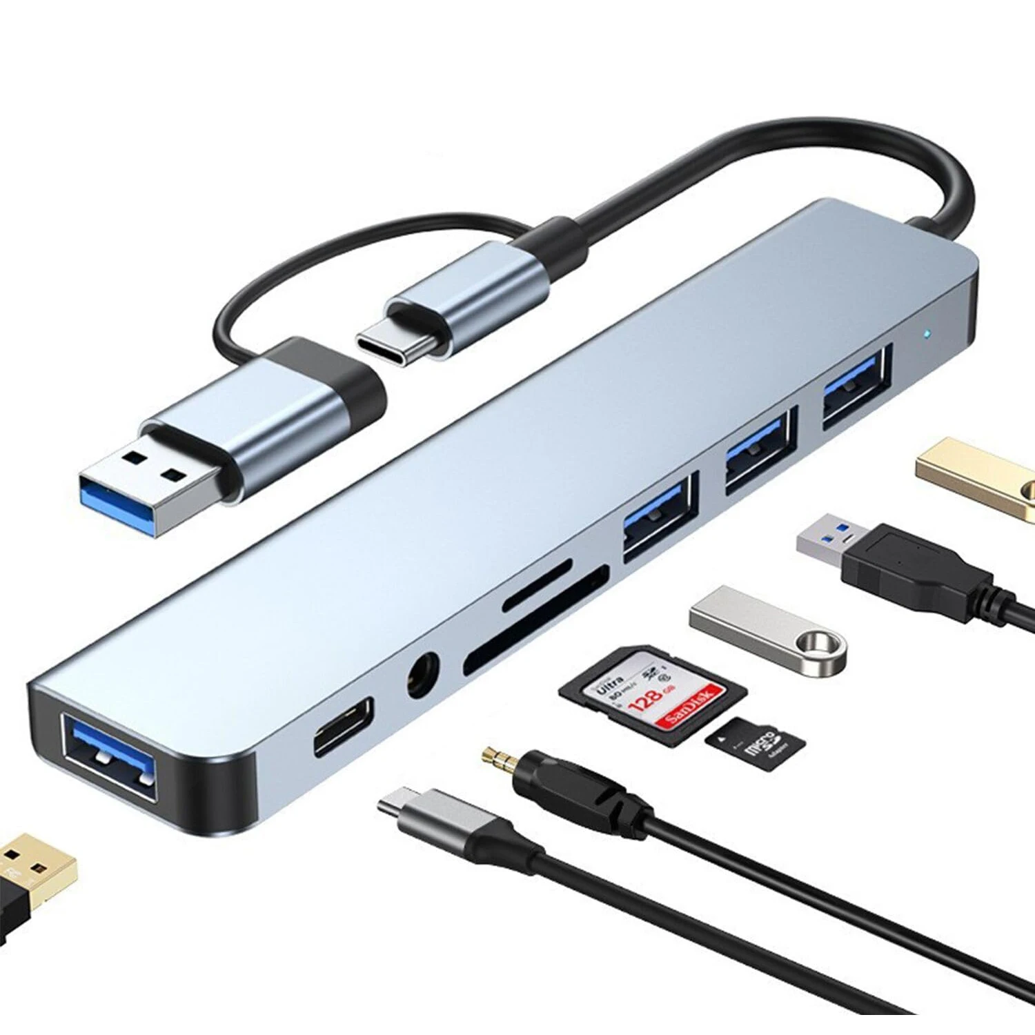 Aluminiowy Hub 7 w 1 USB C z portami USB 3.0 USB 2.0 dla macbooka Pro Air i więcej urządzeń HUB 4 w 1 Port wyjściowy USB typu C