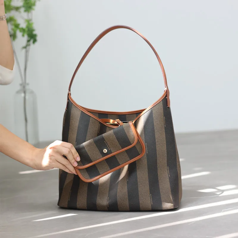 Original design fabric retro practical Tote For Women Luxury Canvas Shoulder Bag Large Capacity Two Pieces Set Handbag