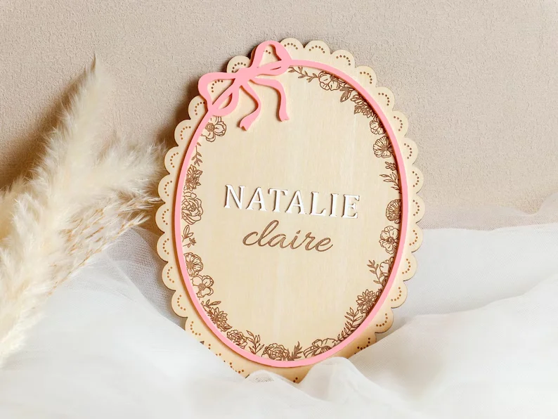 1pc Wooden Newborn Name Sign, Custom Baby Name Wood Sign, Name Reveal Photo Prop, Baby Photo Prop view 4