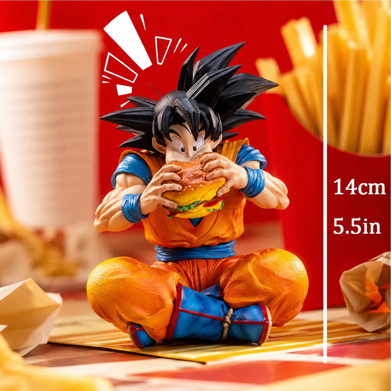 Dragon Ball Son Goku Burger-Figur, Anime-Sammelstatue, Lustiges Desktop-Display-Modell