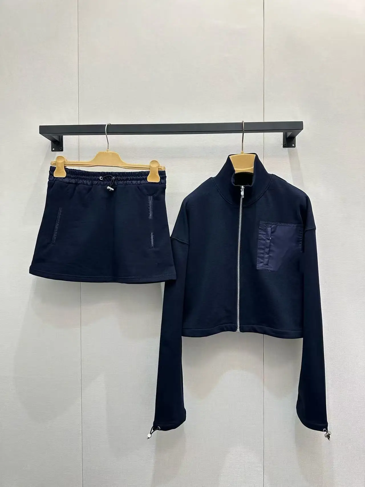 

Faionable High Waist Wrap Body Skirt And Top Set Women's Stand Collar ortened Sve Long Sve Winter Collection