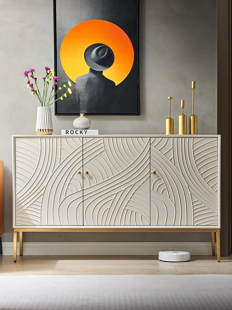 

American Cream Wind Entrance Cabinet Living Room Entrance Solid Wood Shoe Cabinet Light Luxury Dining Side Cabinet Modern