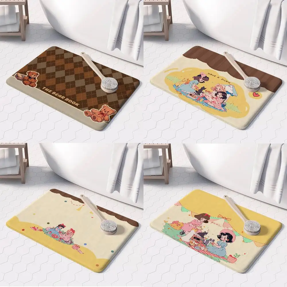 

Little Bear Floor Mat Printed Large Carpets Room And Bedroom Carpets Bathroom Anti Slip Door MATS Small Carpets
