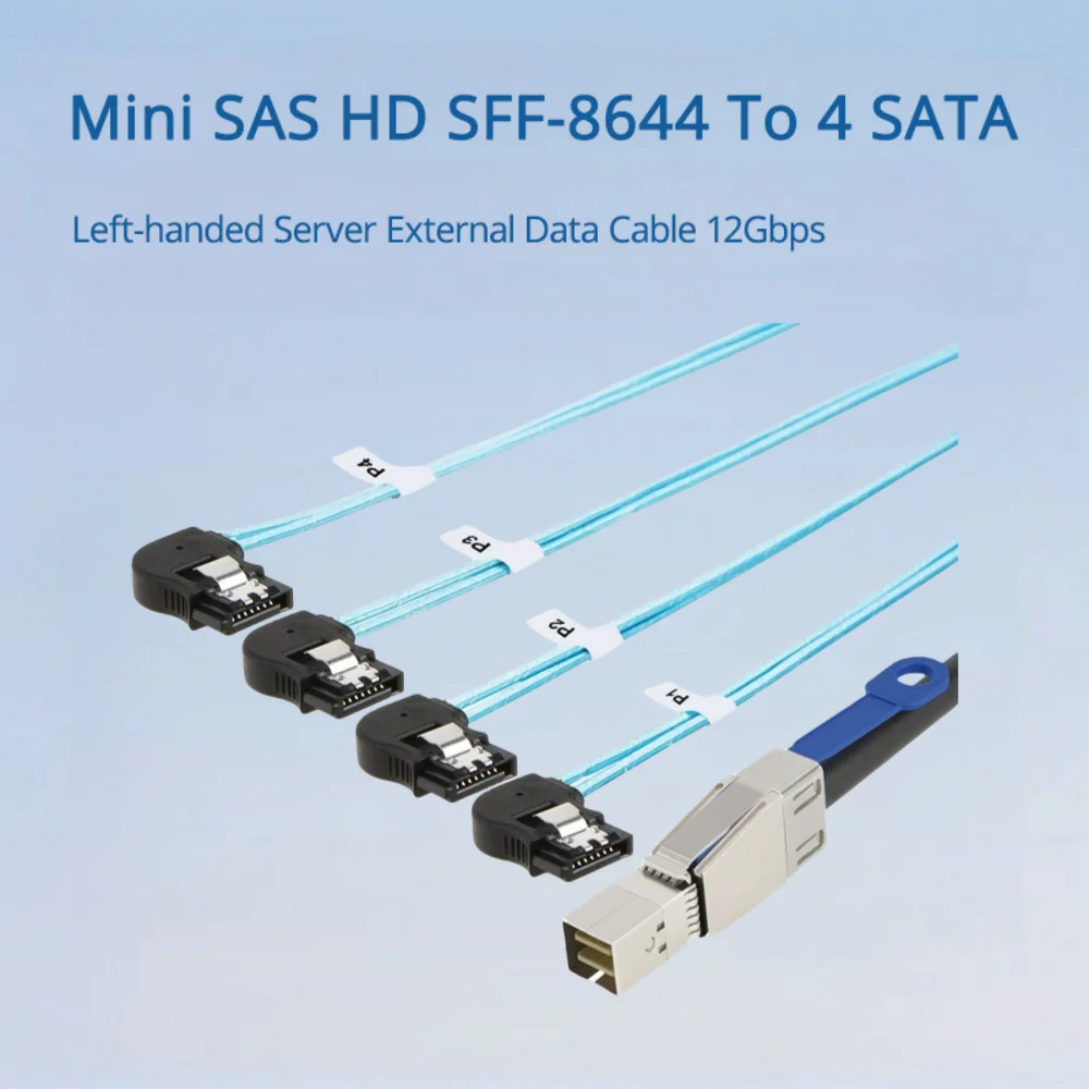 

Mini SAS HD SFF-8644 — 4 SATA, внешний серверный кабель для передачи данных для левой руки, длина 12 Гбит/с, опционально 0,5 м, 1 м, 2 м, 3 м