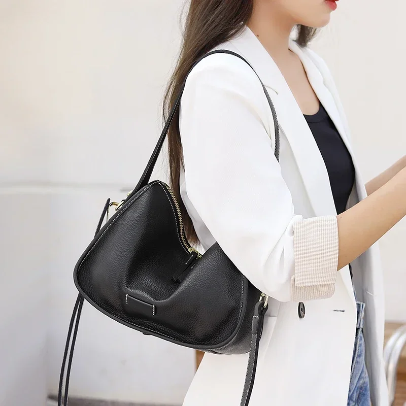 สุภาพสตรีแฟชั่นการเดินทางกระเป๋าถือหญิง Cowhide ธรรมชาติ Casual Crossbody กระเป๋าผู้หญิง Retro วัวแท้กระเป๋าหนัง