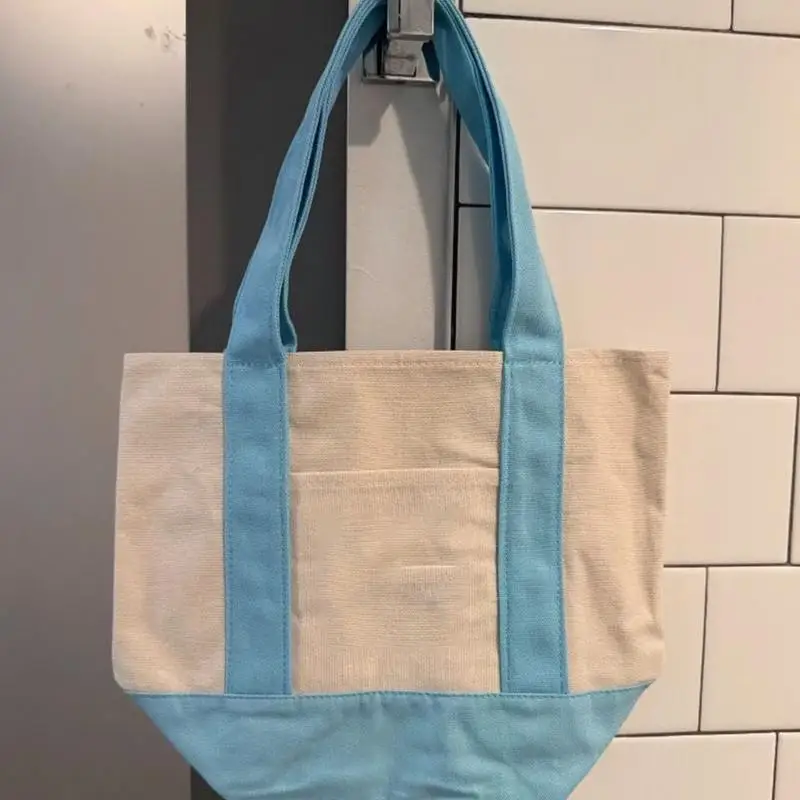 حقيبة كبيرة من القماش حقيبة كتف بسيطة للركاب قابلة لإعادة الاستخدام حقيبة تسوق عصرية للكمبيوتر المحمول للنساء والرجال والطلاب