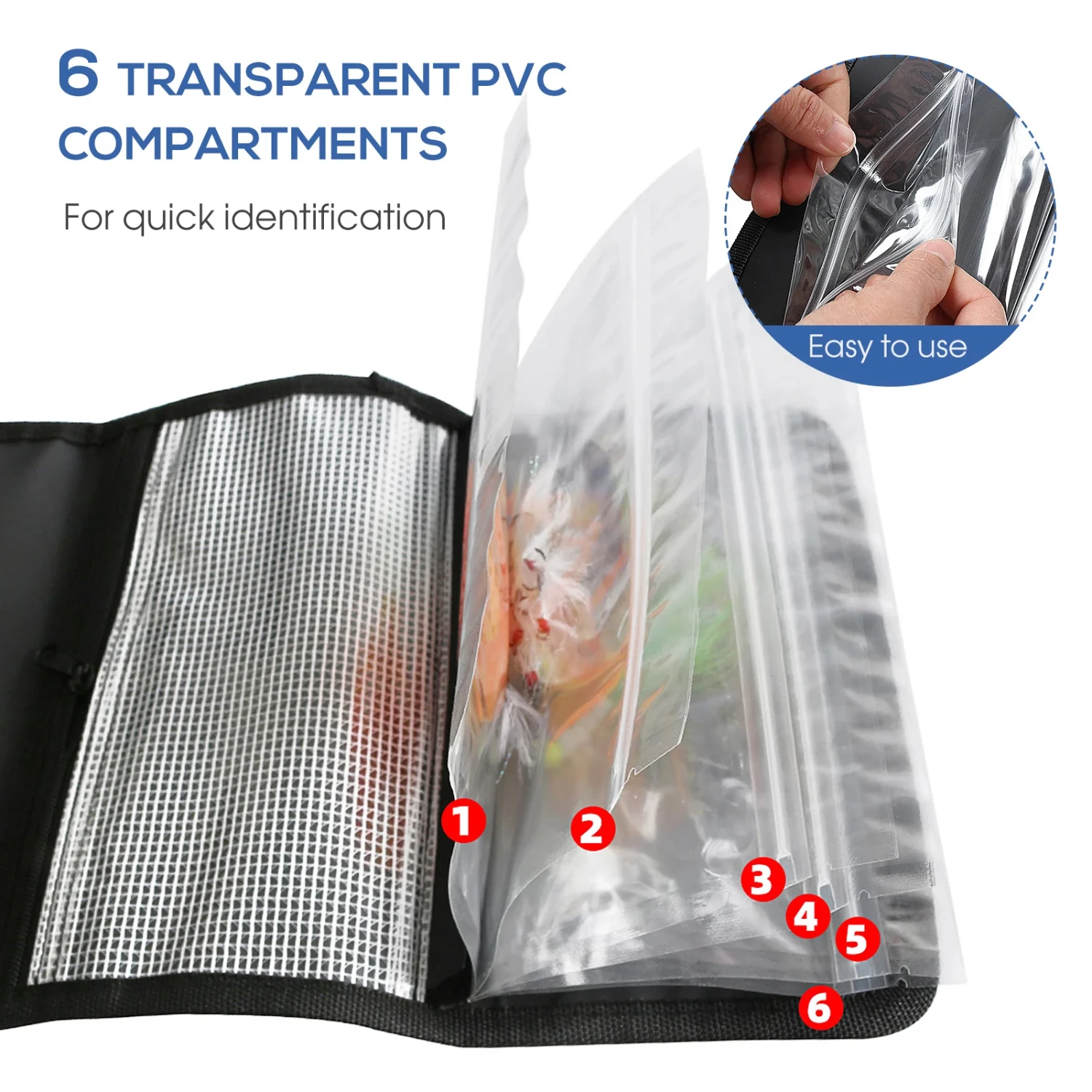 

Fishing Lure Wallet Waterproof Bait Fishing Tackle with Carabiner Soft Bait Case