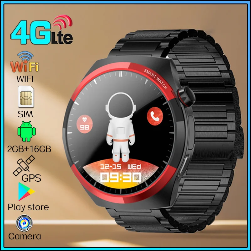 1.62-inch 4G Network SIM Card SmartWatch Dual Camera GPS 4G Call Wifi Fast Internet Access Android Men Women Smart Watch 2024