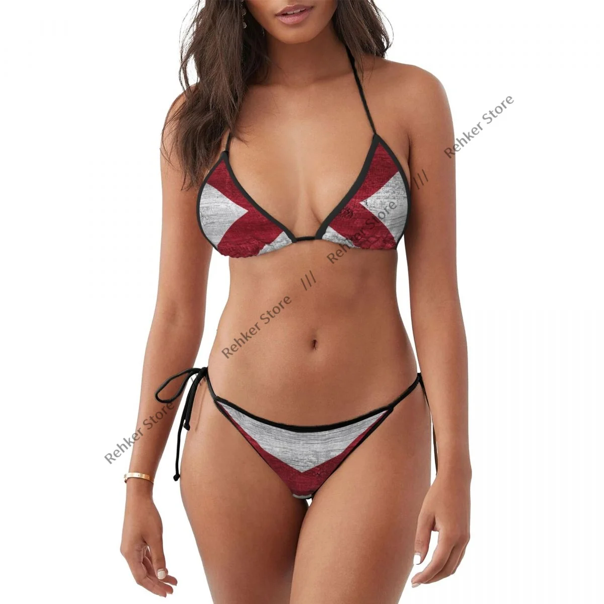 Bikini Set Badmode Vrouwen Badpak Sexy Push Up Zwemmen Badpak Vlag Van Alabama Staat Op Hout Beachwear Zomer Braziliaans