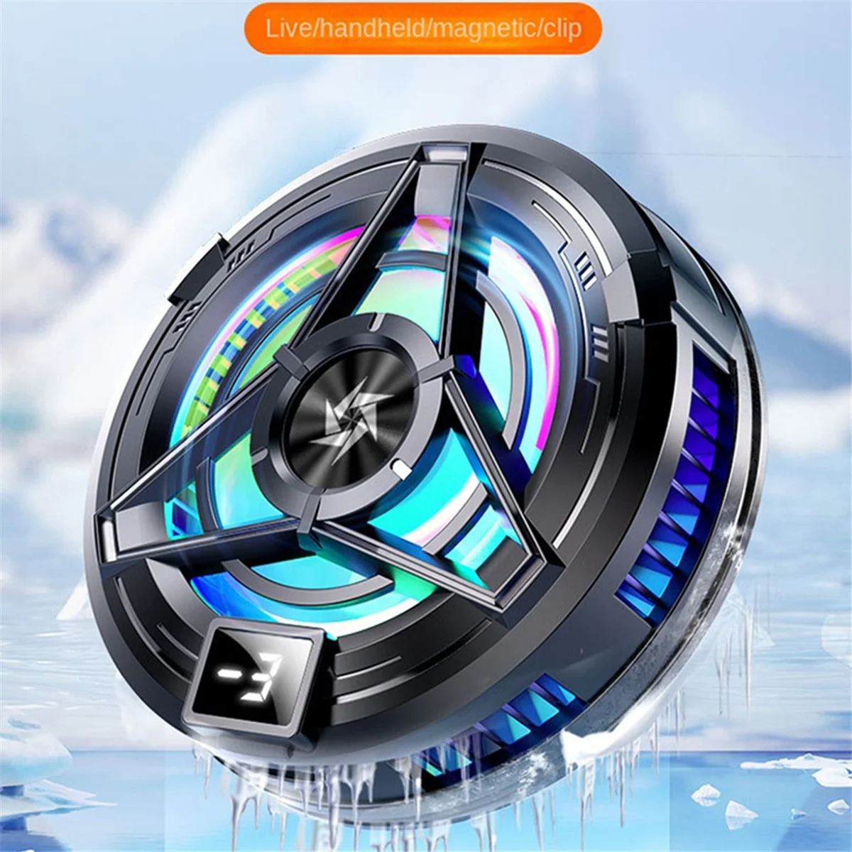 ATP5 Magnetic Mobile Radiator Phone Cooler with Digital Display Semiconductor Cooling Fan Cooler for Tablet/Phone Cooler,A